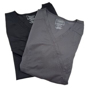 Cherokee Revolution Women's Scrub Tops SS SZ M Black & Gray LOT OF 2 EUC Nurse